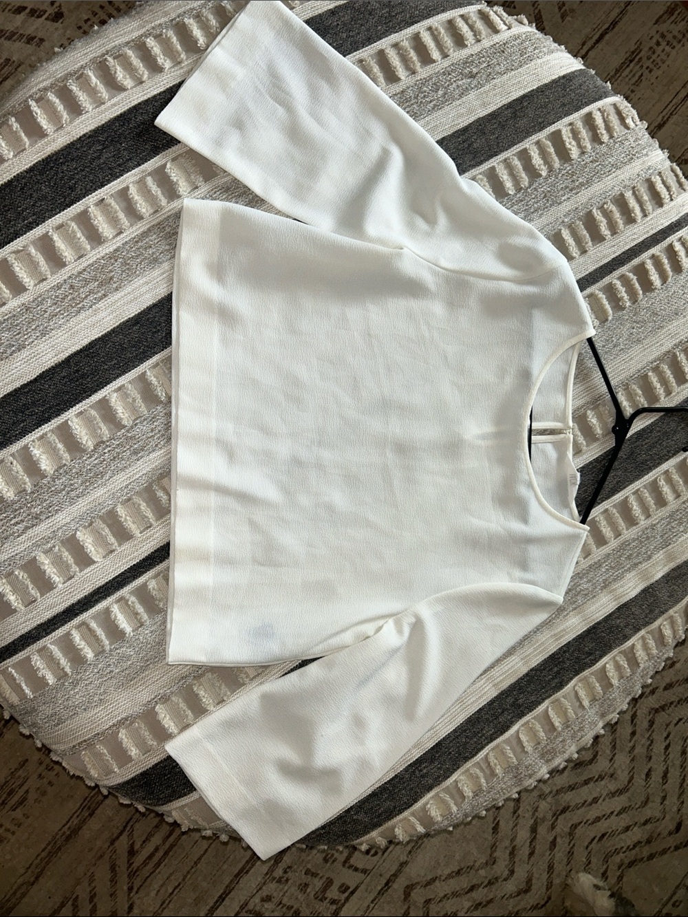 White Ribbed Knit Boatneck Top